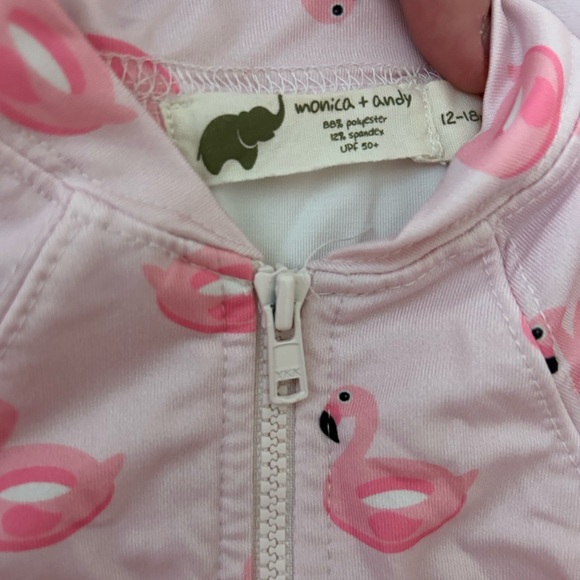 Monica + Andy pink flamingo rash guard and bottoms - Picture 2 of 3